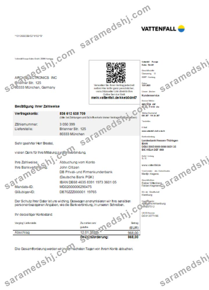 Vattenfall utility business bill SCR
